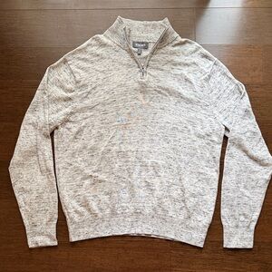 Bonobos Quarter Zip Sweater Mens Large L Grey Heather Cashmere Cotton Blend